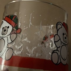 Vintage White Libby Christmas Bear Tumblr Glass