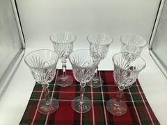Set of 6 Gorham Crystal Rosewood Cut Glass 8 1/4″ Water Goblets