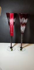 Waterford Times Square Flute Pair Ruby 2018 Gift of Serenity 40023178 Boxed w/t