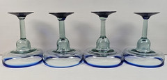(4) Pier 1 Cobalt Rim Margarita Glasses Set Hand Blown Drinking Stemware Bar Lot