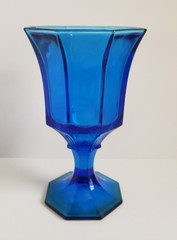 Independence Glass Octagonal Cobalt Blue Water Goblet 5.75″ Tall 8oz