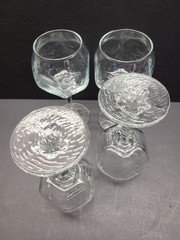Vintage Libbey Chivalry Clear Wine Goblets Glasses Set of 4 Hexagon 6″ Tall