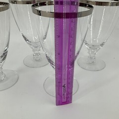 FOSTORIA CRYSTAL STEMWARE WEDDING RING SILVER RIM Ice Tea Goblets Set of 4 EUC