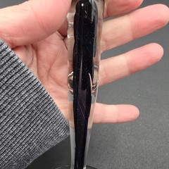Hand Blown Glass Goblet Blue Swirl Signed Art Glass 9″