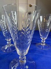 Vintage fern, leaf etched water or iced tea glasses set of four