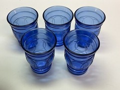 Maryland Glass Company Ring of Rings Cobalt Whiskey Glasses Set of 5