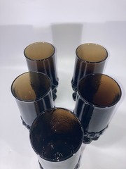 Tiffin Franciscan Madeira Smoke Brown 6.5” Glass Tumblers Set 5 Gorgeous