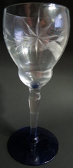 Weston WGL2 Gray Cut Floral Clear Bowl Cobalt Blue Foot – Wine Glass