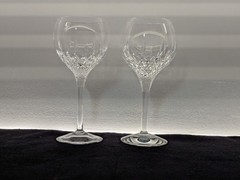 Set of 2 Stuart Crystal Wine Glass Retired Pattern Manhattan EUC 7.25 in. tall