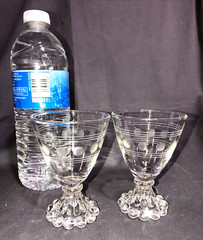 Pair Anchor Hocking Boopie Dots/Lines Liquor Cocktail Glasses