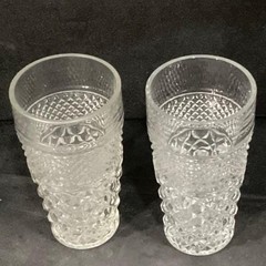 Anchor Hocking Wexford Tumblers, Set of 2, Vintage Clear Pressed Glass Drinkware