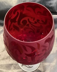 MICHAEL WEEMS ELISE RUBY WATER GOBLET CLEAR TWIST STEM 8 5/8”T LOOKS UNUSED Mult