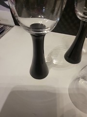 Set of 4 RETRO Vintage Artland Prescott Hand Blown BLACK Stemmed Glasses 9″ 23cm