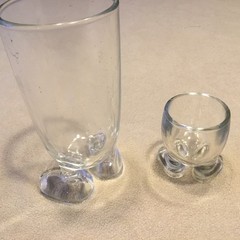 2 Vintage Footed Glasses Egg Cup- Drinking Glass 2.5”-6”.