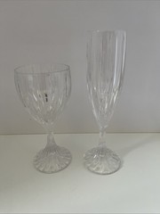 1 Mikasa Park Lane Crystal Wine Glass 6 7/8” Perfect, 1 Champagne Flute