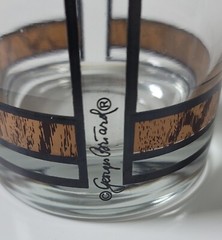 3 Georges Briard Brown and Tan Design Low Ball Old Fashioned Glasses Signed