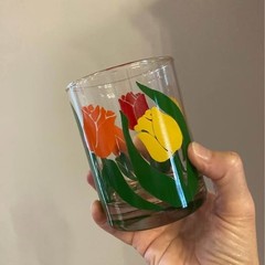 3 Anchor Hocking Retro Drinking Glasses Tulips Clear 11 oz Vintage