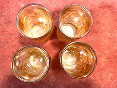 L.E. Smith Stars & Fans Marigold Carnival 4-1/8” Tumblers Set of 4