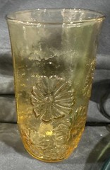 Vintage Anchor Hocking Spring Song Daisy Amber Gold Glass Tumbler Set Of 4