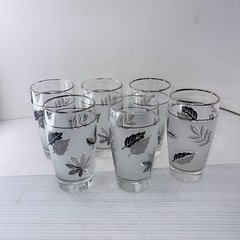 Set Of 6 Libby Tumbler Glasses Silver Leaf