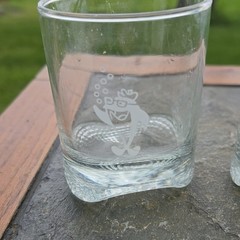 Clear Glass Tumbler Glasses Set of 2 Charlie Tuna Starkist Character Print
