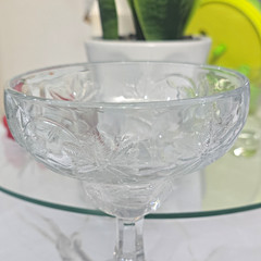 Princess House Heritage Crystal Margarita Glasses Set of 4 Etched Floral Vintage