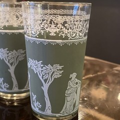 5 1950s Hellenic Wedgwood Green Greek Goddess Jasperware Jeannette Highballs