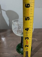 Three French Luminarc Emerald Green Beehive Stem Grape Etched VCA Wine Glasses