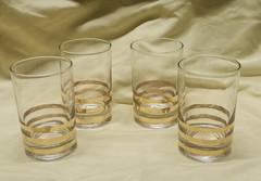 4 MCM Three Gold Band Juice/Cocktail 5oz Glasses