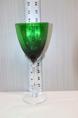 5- Murano Tall Hand Blown Tulip Clear Stem Wine Glasses, Water Goblets, Italian
