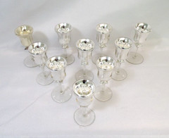 Antique Vintage Mercury Glass Silver Nitrate Cordial Set of 10 Mirror Stemware