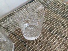 Vintage Crystal Hand Cut Pinwheel Fan 2 Whiskey Rocks Glasses 3.5″hX2.5»w