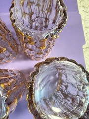 SIX (6) Imperial Glass BAMBU Raised Gold Drinking Glasses Flat Tumblers, 5 3/4”