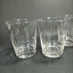West Virginia Glass Specialty # 678-5 Set of 4 Flat Tumblers Etched Glasses 4.5″