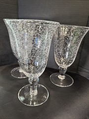 Artland Water / Wine Iris Clear Seeded Bubble Footed Glasses / Goblets Set 3