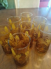 Libby Amber «Wheat and Ribbon» Tumbler. Set Of 7.