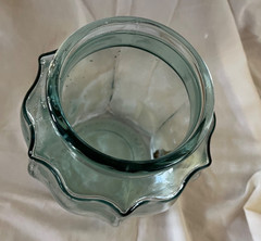 VTG Green Glass Drink Dispenser Brass Spigot Italy 1.75 Gal Hexagonal