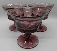 Vintage Set 3 Fostoria JAMESTOWN Purple Ftd Sherbet/Champagne Swirl Glass