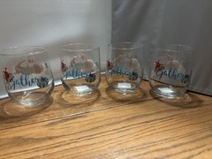 4 Royal Norfolk PUMPKINS STEMLESS WINE GLASSES 4.25″ Fall Harvest Gather Set NEW