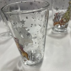 Disney Winnie the Pooh Holiday Glasses Set 4 Christmas Tree 6″ Tigger Eeyore Pig