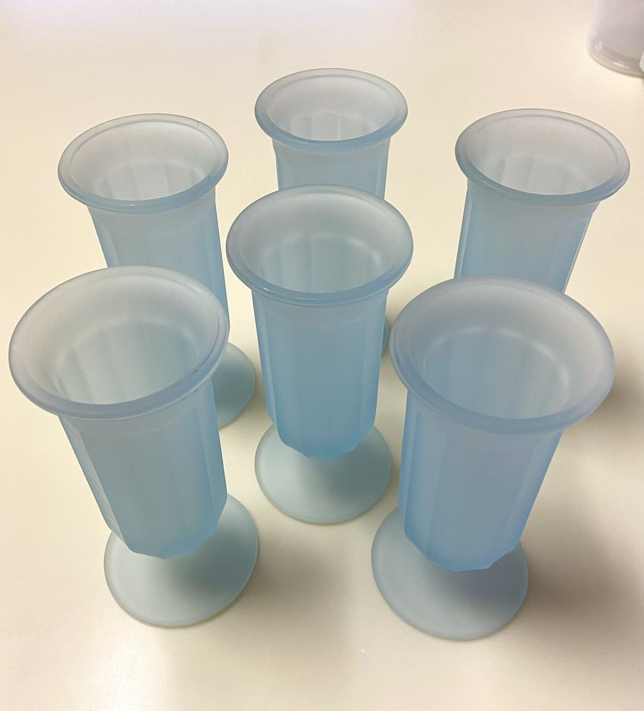 Vintage Ice Blue Frosted 5.5” Juice Glasses Set Of 6