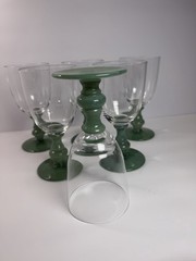 Set Of 6 Villeroy & Boch Isabelle Green (Dark Jade) Water Goblets Glasses 6 7/8”