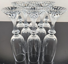 8) Mikasa The Ritz Fluted Champagne Set Vintage Crystal Clear Stemware Retro Lot