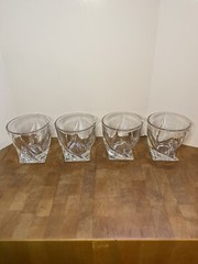Set of 4 Mikasa Crystal «Motion» Twist Base Double Old Fashioned Glasses 3 3/4″