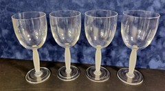 Set of Four (4) Sasaki Crystal Regency Goblets Clear Frosted Ribbed Stems