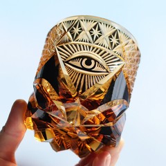 Fashion Whiskey Glass Hand Carved Crystal Rock Glass Heavy Solid Glass 220ml 1PC