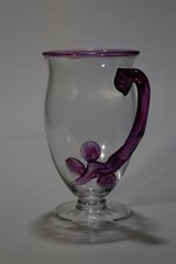 STEUBEN Clear Glass with Decorative Purple Handle and Rim