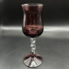 Vintage Hand-Blown Twisted Stem Cordial glasses Set Purple Green & Blue MCM