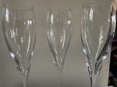 Set Of 3 AMARYLLIS BY COLONY CLEAR FLUTED CHAMPAGNE 9 7/8″