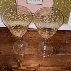 Amber Wine Glass / Goblets (2) 4688468 Excellent Condition